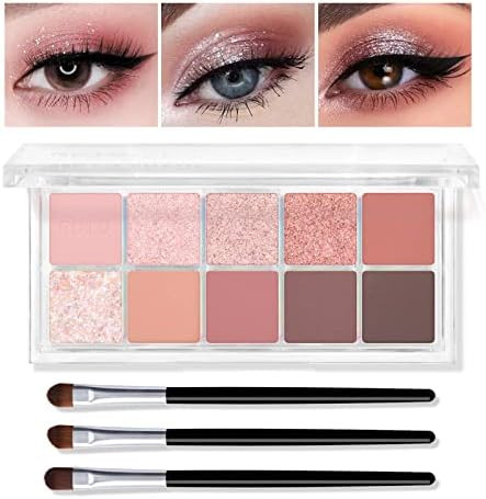 KYDA 10 Colors Eyeshadow Palette, Shimmer Pearl Matte Eyeshadow Powder Palette, Glitter Sparkling... | Amazon (US)