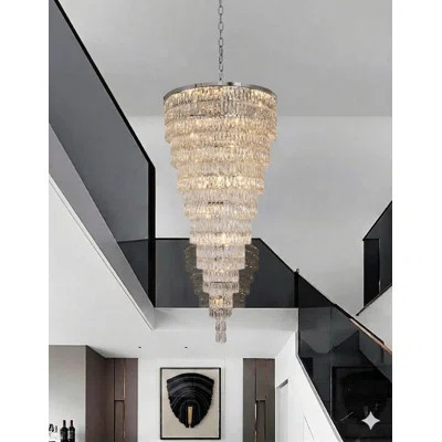 42-Light Gold 9-Tier Chandelier With Clear Crystal Accents | Wayfair North America