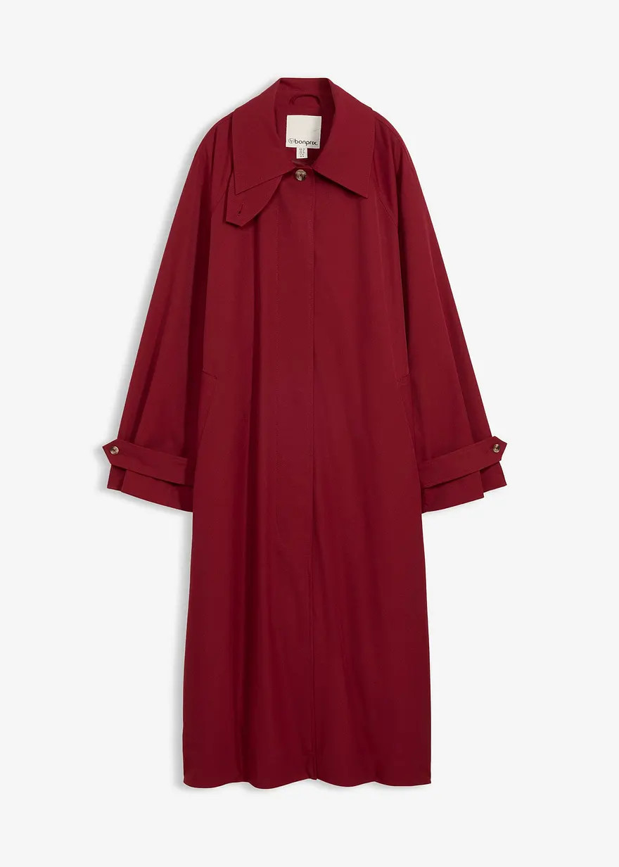 Weit geschnittener Trenchcoat mit gerader Silhouette, breitem hochklappbarem Kragen und verstellb... | Bonprix DE