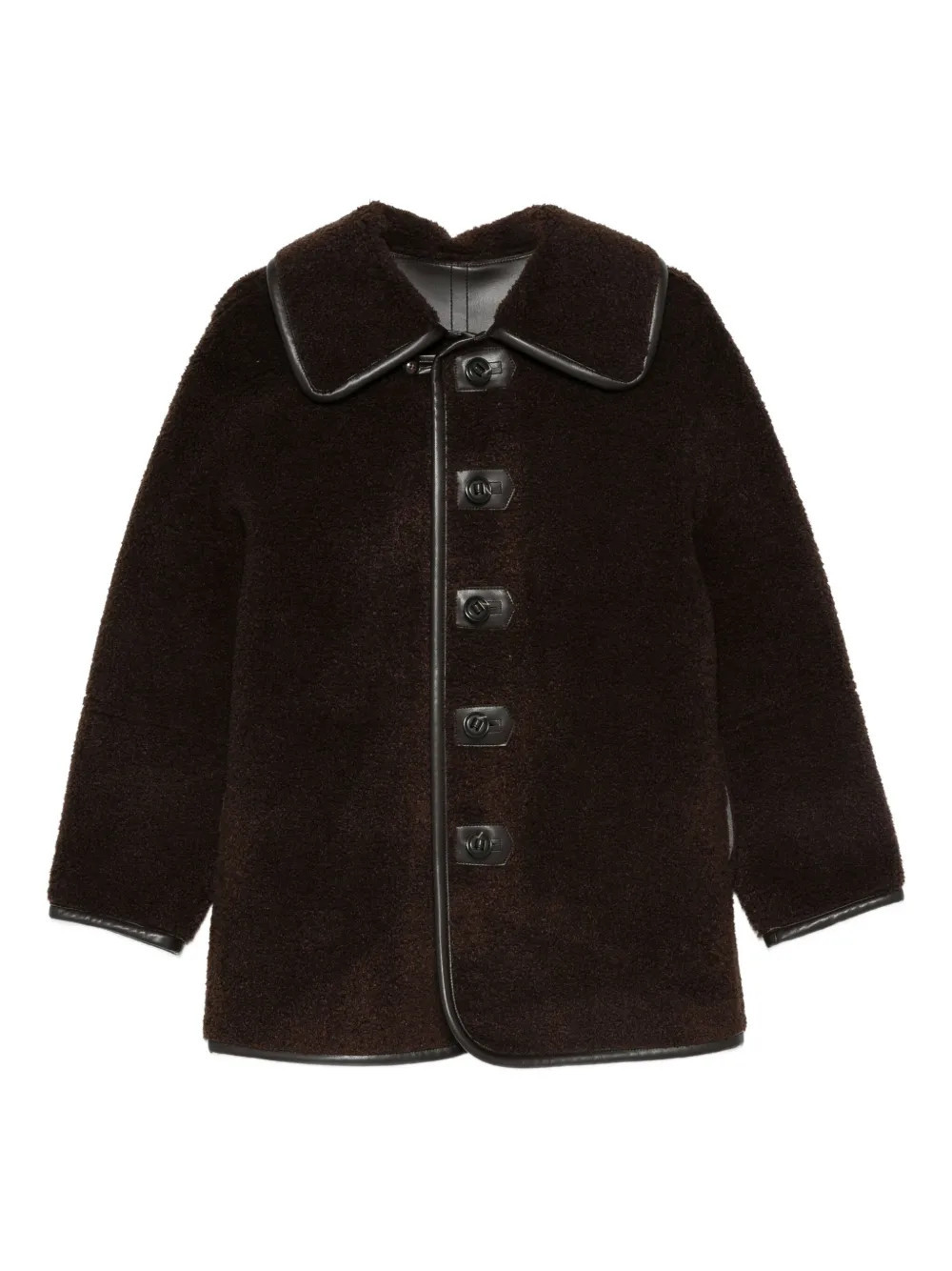 Low Classic reversible button-detailed teddy jacket - Brown | Farfetch Global