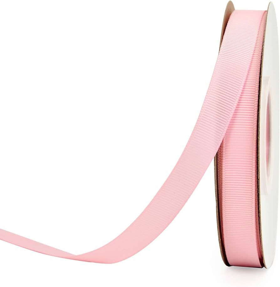 1/2 inch Solid Grosgrain Ribbon Roll - 25 Yards for Gift Wrapping Ribbons, Light Pink | Amazon (US)