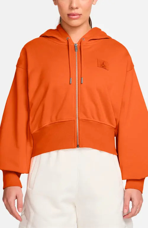 Jordan Flight Fleece Crop Hoodie in Starfish/Campfire Orange at Nordstrom, Size Medium | Nordstrom