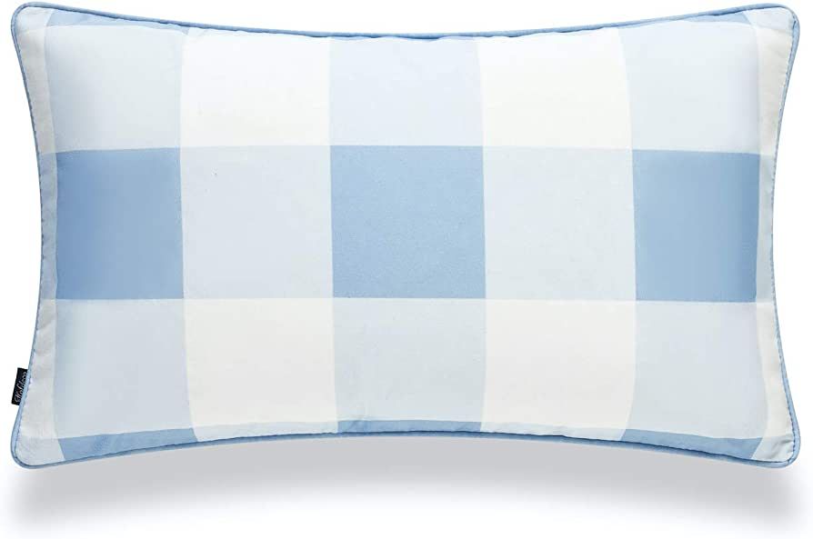 Hofdeco Coastal Patio Indoor Outdoor Lumbar Pillow Cover ONLY for Backyard, Couch, Sofa, Baby Blu... | Amazon (US)