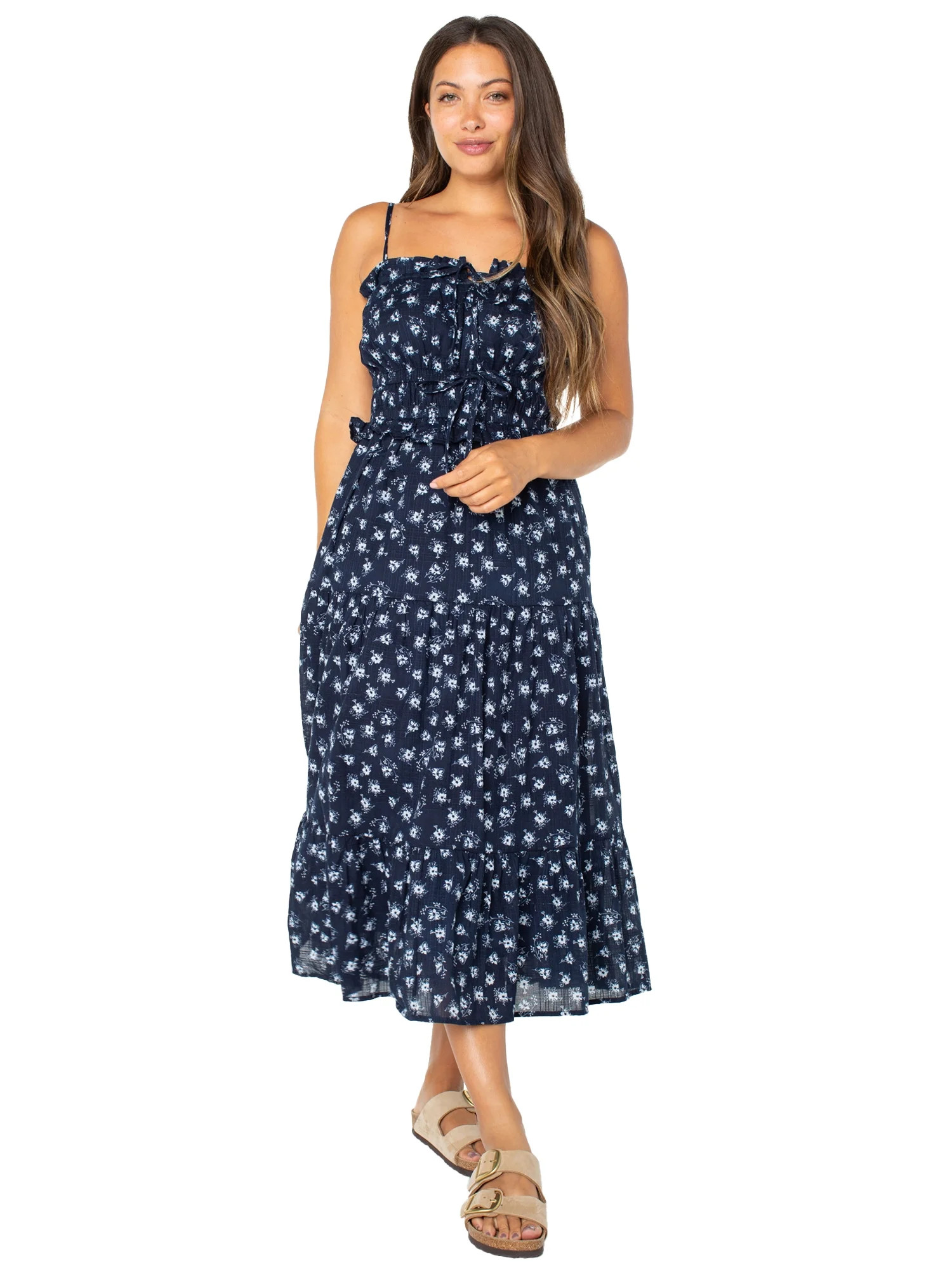 Celebrity Pink Women's Smocked Waist Ruffle Maxi Dress, Sizes S-XL - Walmart.com | Walmart (US)