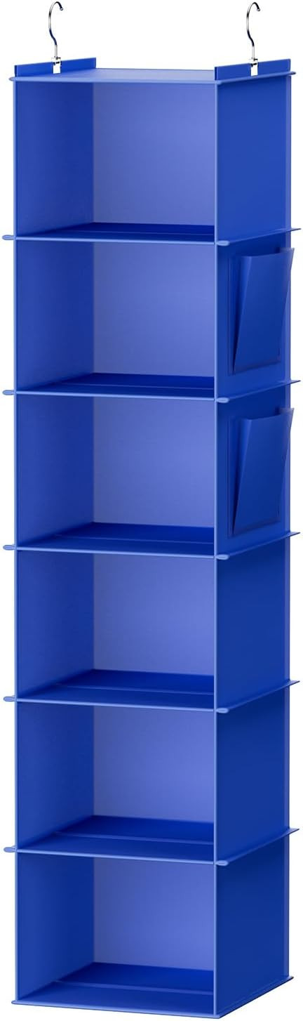 YOUDENOVA Hanging Closet Organizer, 6-Shelf Closet Hanging Storage Shelves, Blue | Amazon (US)
