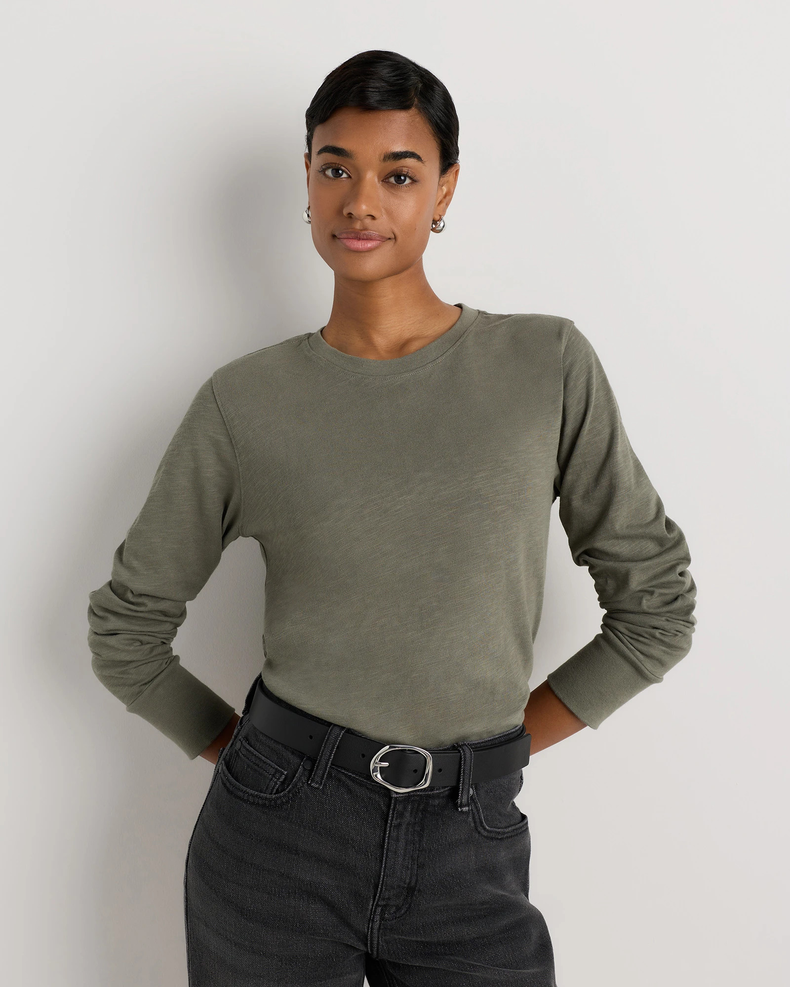 100% Organic Cotton Slub Long Sleeve Tee | Quince