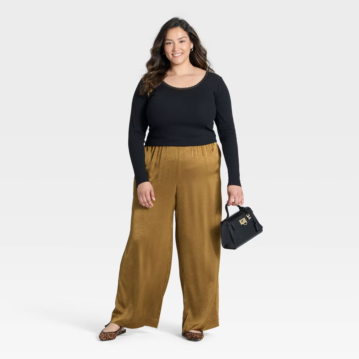 Women's Crinkled Satin Pull-On Pants - A New Day™ | Target
