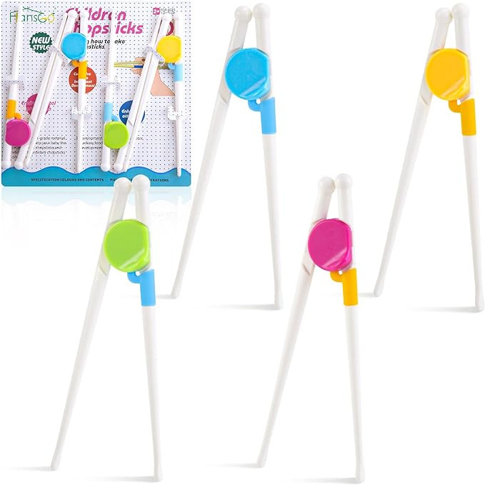 Kids Training Chopsticks, 4 Pairs Easy Grip Chopsticks for Toddlers & Beginners, Learning Utensil... | Amazon (US)