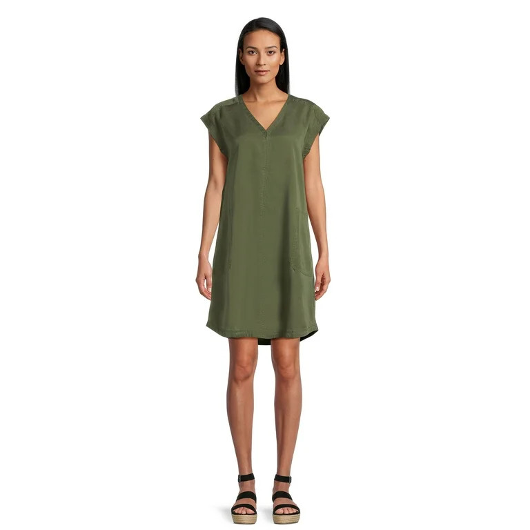 Time and Tru Women's Dolman Sleeve V-Neck Shirt Dress | Walmart (US)