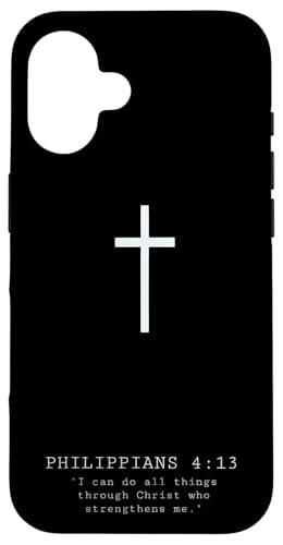 Christian Cross Faith Bible Verse in Black Case for iPhone 16 | Amazon (US)