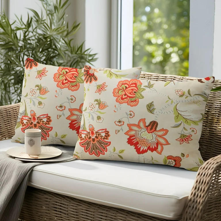 UNIKOME Outdoor Waterproof Pillows Set of 2, Outdoor Decorative Feather Down Throw Pillow Embroid... | Walmart (US)