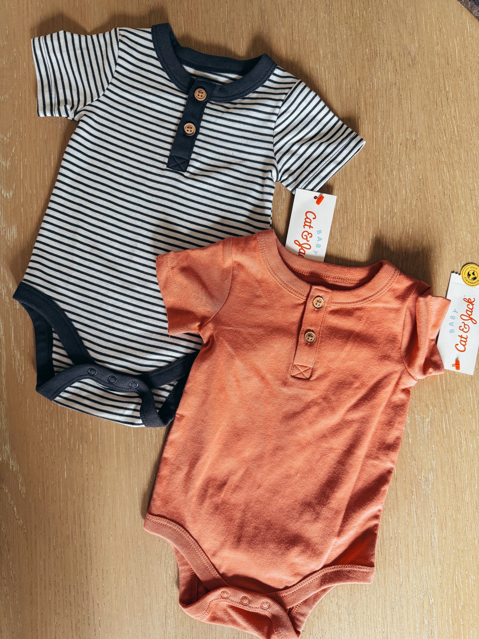 Love these little onesies for $5! On clearance right now too. Perfect for this heat wave we have coming up in Kansas City 🥵 baby boy clothes. Boy clothes. Baby onesies. Target baby clothes. 