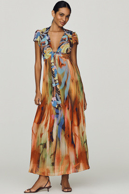 V-Neck Tie Midi Dress | Anthropologie (US)