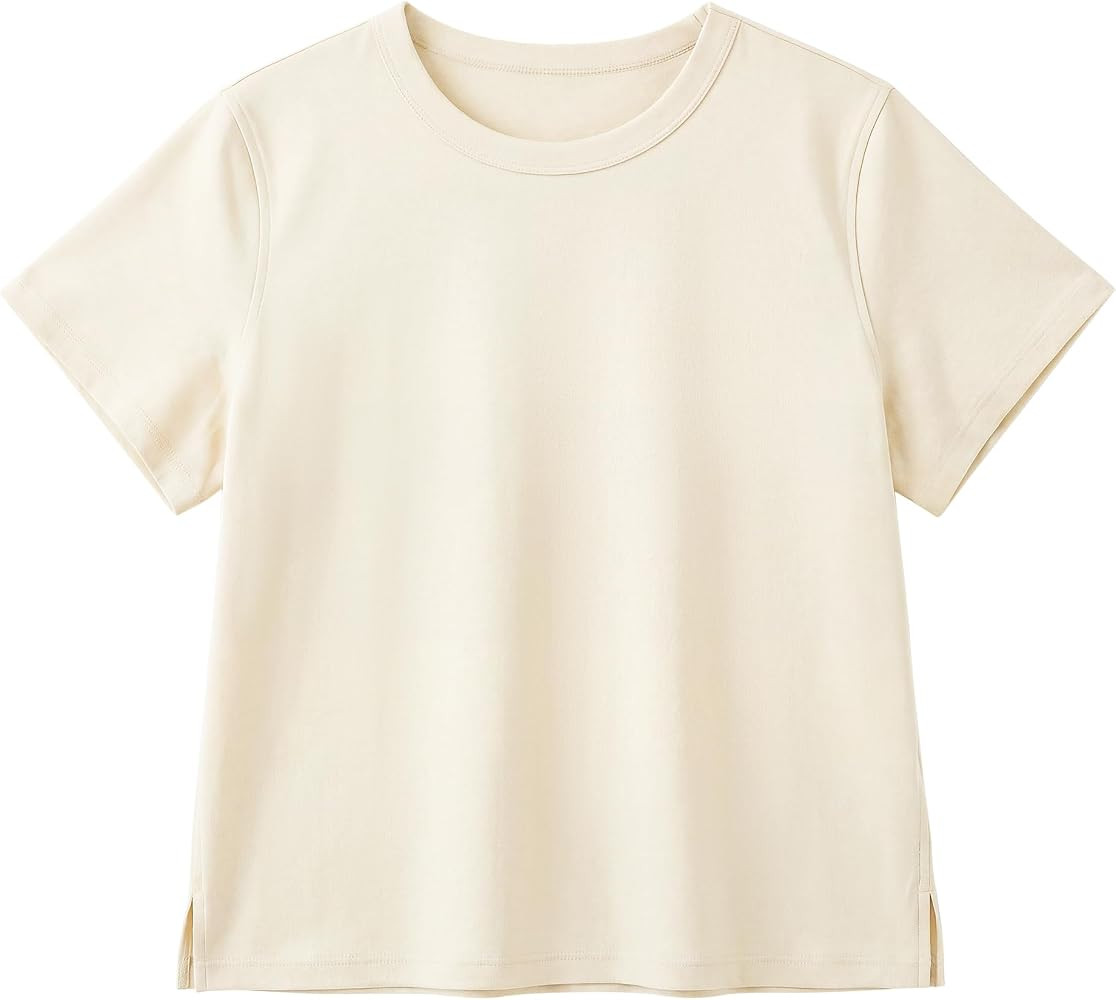 Stelle Women's Cotton T-Shirts Crewneck Short Sleeve Basic Tees Summer Casual Solid Crop Tops | Amazon (US)