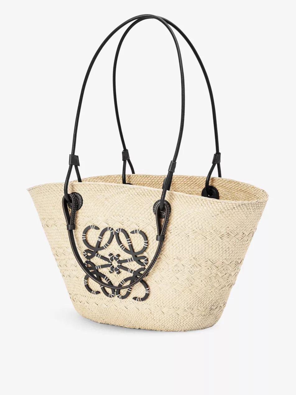 Loewe Paula’s Ibiza Anagram palm-woven and leather tote bag | Selfridges