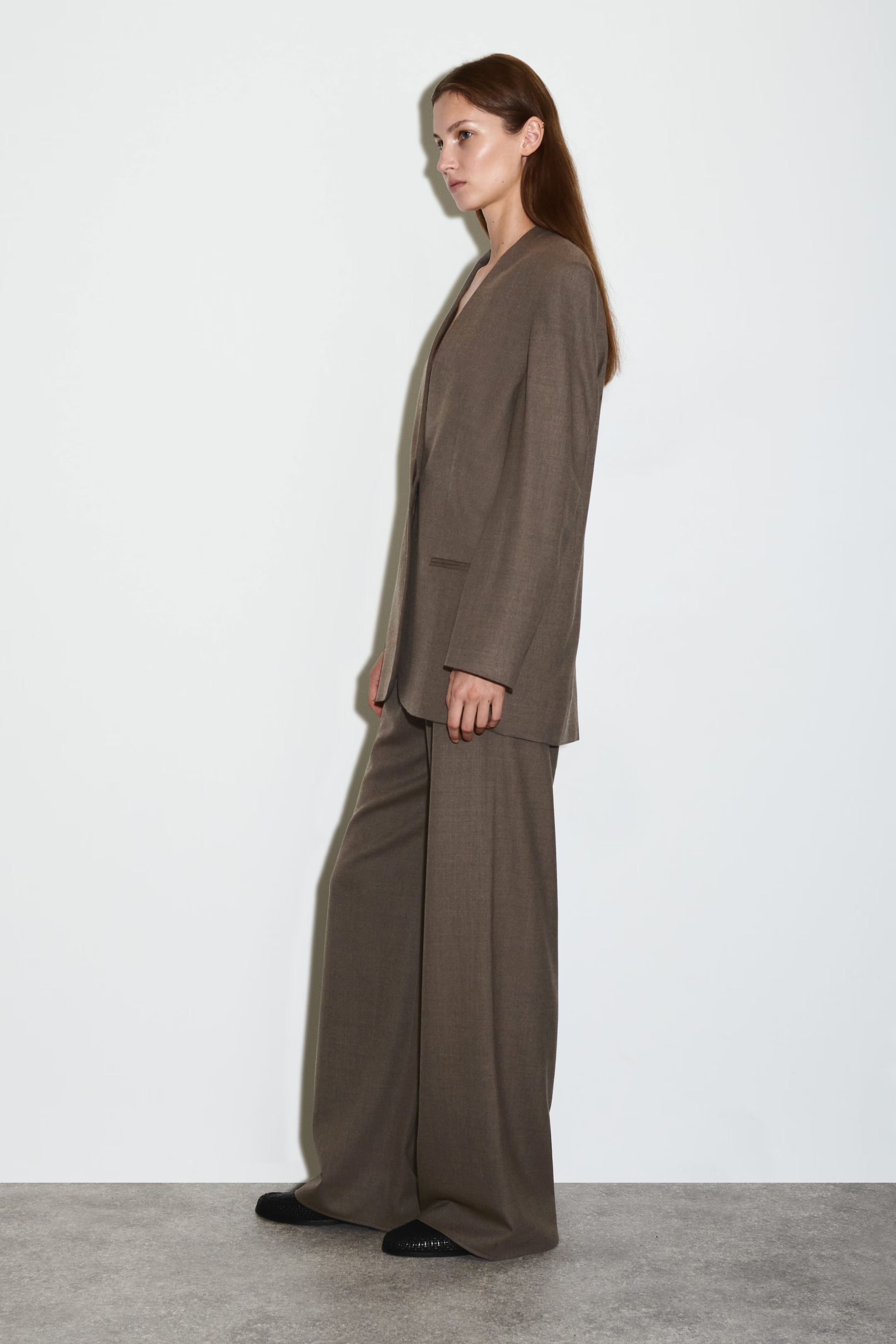 COLLARLESS WOOL-BLEND BLAZER - GRAY | COS | COS (EU)