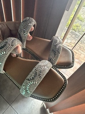 Madden Girl Flat Sandals Brown with Silver Rhinestone Women's Size 8 | eBay | eBay US