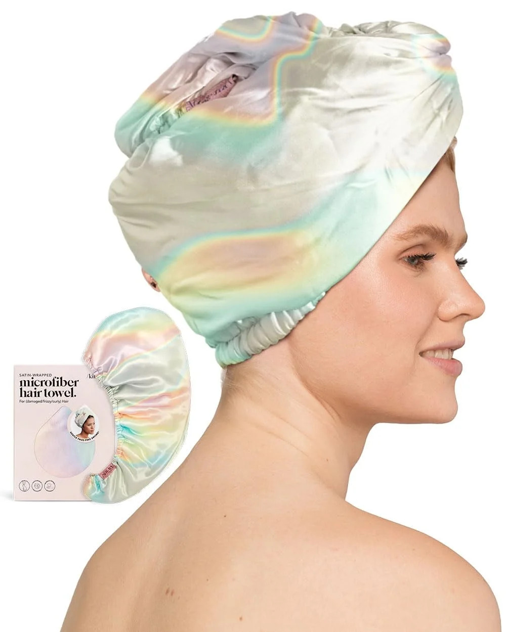Kitsch Satin Wrapped Microfiber Hair Towel - Aura, 1 Count | Walmart (US)