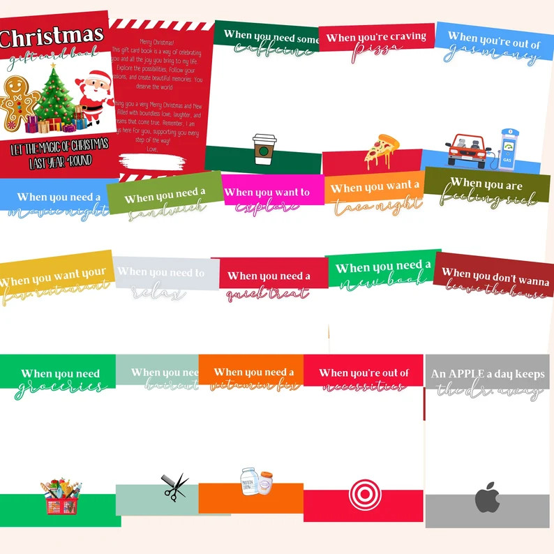 Christmas Gift Card Book Printable Christmas Gift for Kids - Etsy | Etsy (US)