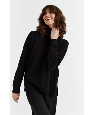 Women's Relaxed Roll Neck Wool & Cashmere Sweater | Macy's