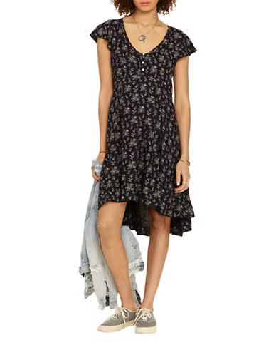 Denim & Supply Ralph Lauren Robe fleurie ajustée et évasée-BLEU-10 | The Bay (CA)