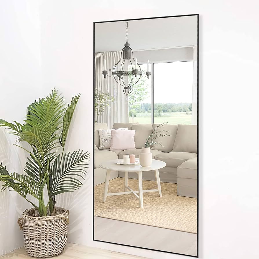 NeuType 47" X 22" Full Length Mirror Full Body Mirror Aluminum Alloy Thin Frame Floor Mirror Larg... | Amazon (US)