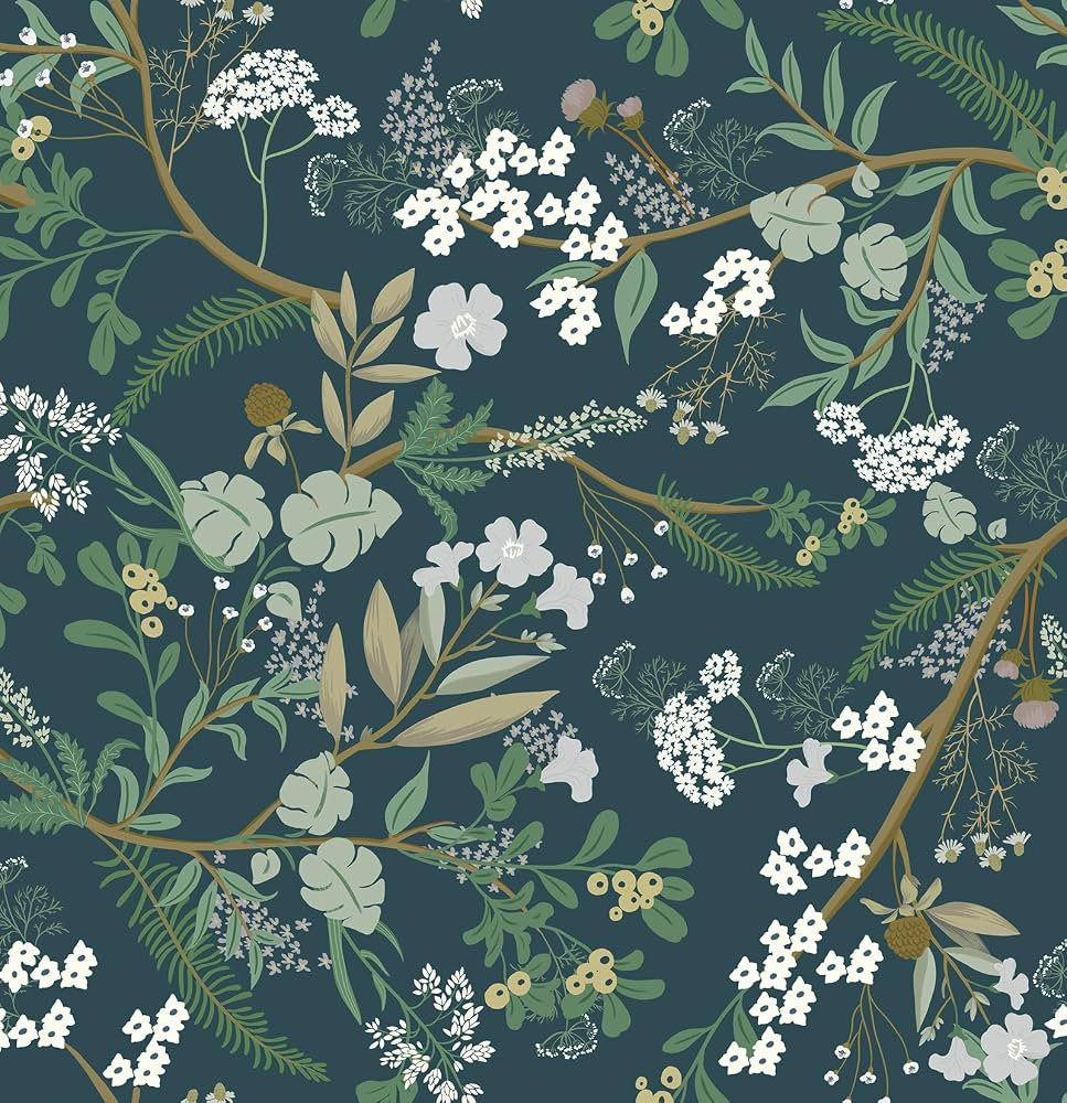 Guvana Floral Peel and Stick Wallpaper Leaf Wallpaper Green Leaves Contact Paper Flowers Self Adh... | Amazon (US)