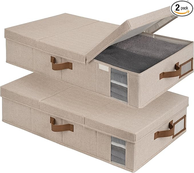 StorageWorks 2-Pack Large Under Bed Storage Bins with Lids, Underbed Storage Containers with Hand... | Amazon (US)