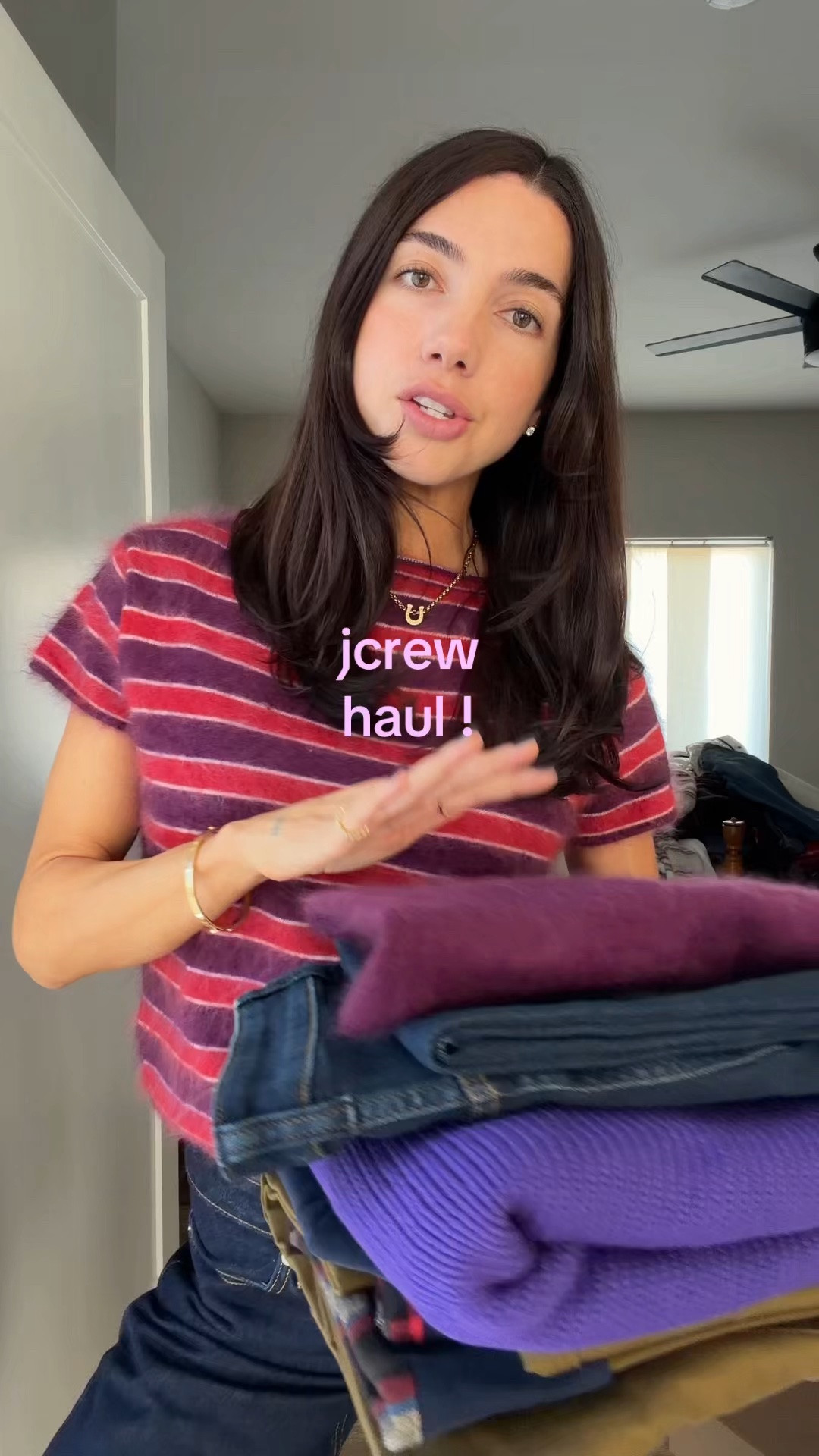 @jcrew fall outfits fashion haul! S in striped boatneck sweater, S in turtleneck, S in rollneck (linked other color bc it sold out) 24 in jeans and S in barn jacket