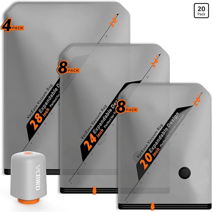 Rechargeable Wireless Pump Travel Storage Bags Set - 20 Pack Portable Space Saver Bags for Travel... | Amazon (US)