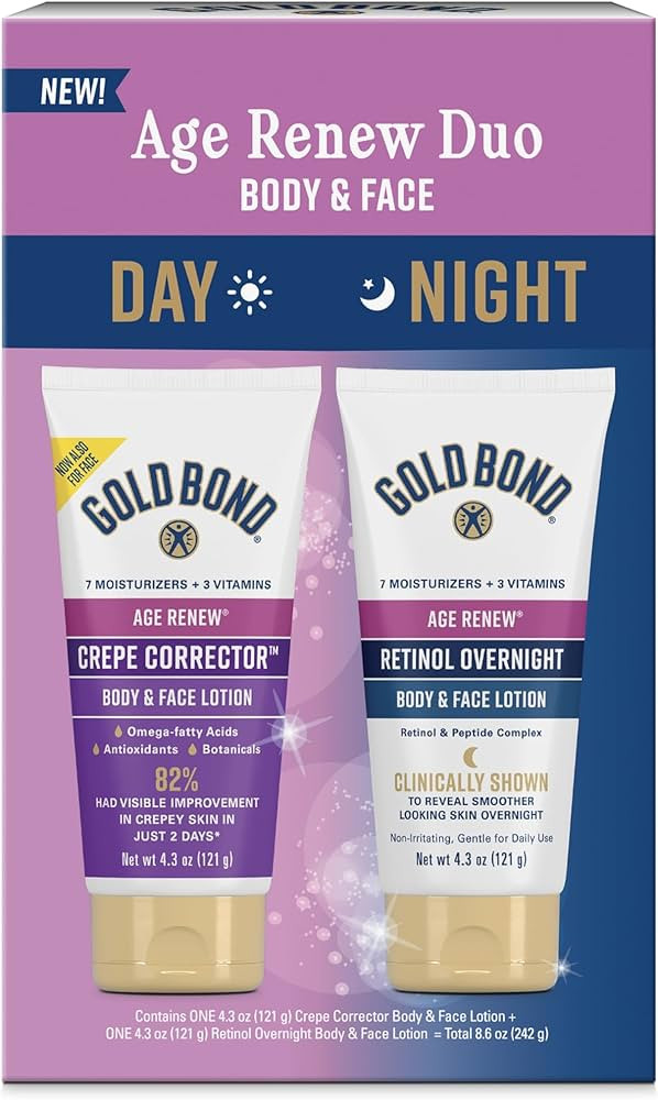 Gold Bond Age Renew Day & Night Duo Lotion Set for Body & Face, Gold Bond Crepe Corrector Lotion,... | Amazon (US)