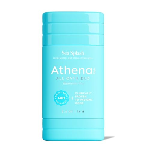 Athena Club All Over Deo Natural Deodorant Stick for Women, Aluminum Free Whole Body Deodorant, 48 Hour Odor Protection, Goes On Clear, Sea Splash Fresh Scent, 2.6 oz | Amazon (US)