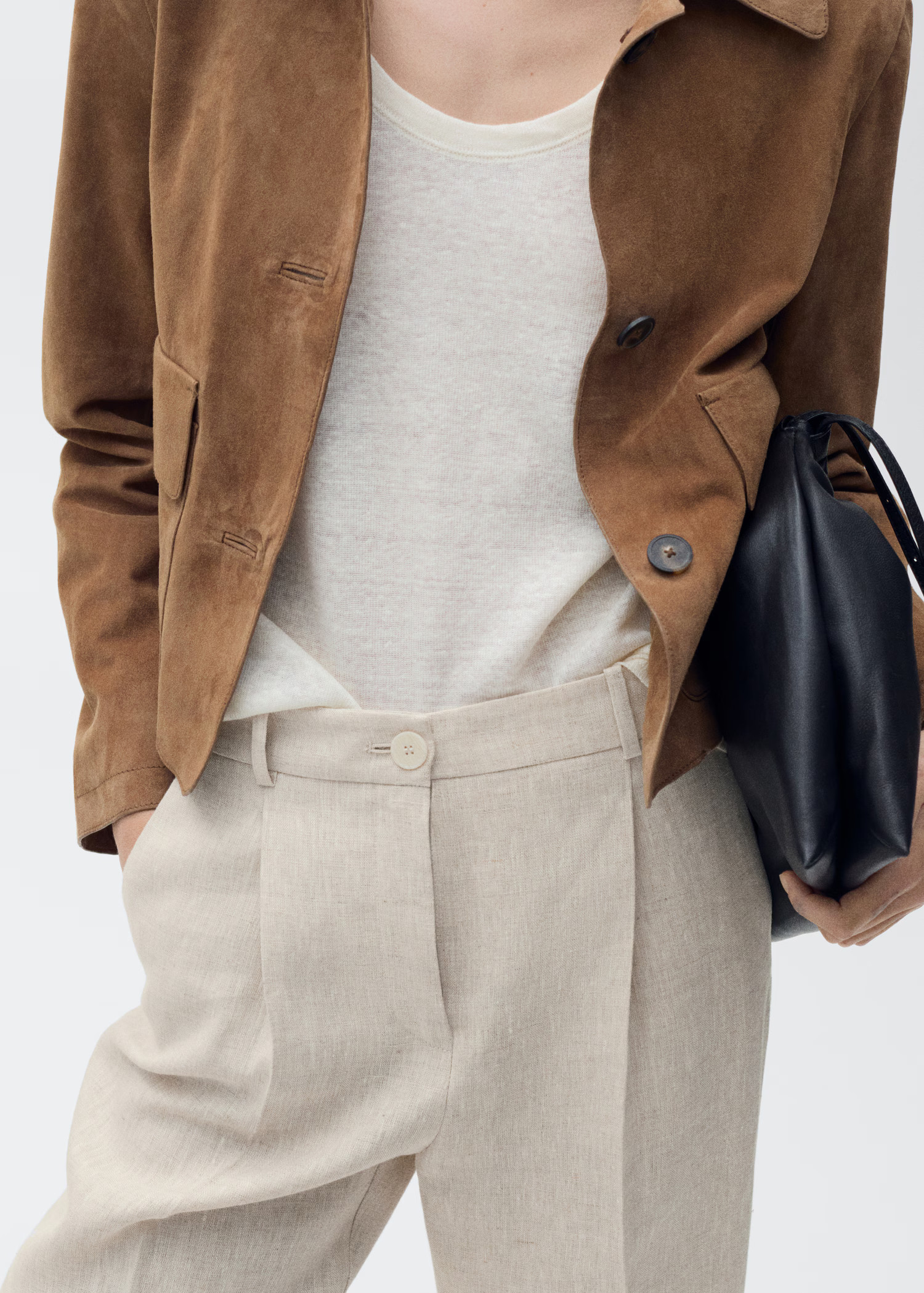 Straight-fit linen trousers with pleat detail - Women | MANGO United Kingdom | MANGO (UK)