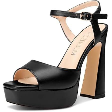 LISHAN Women's Platform Heeled Sandals Slingback Block High Heels | Amazon (US)