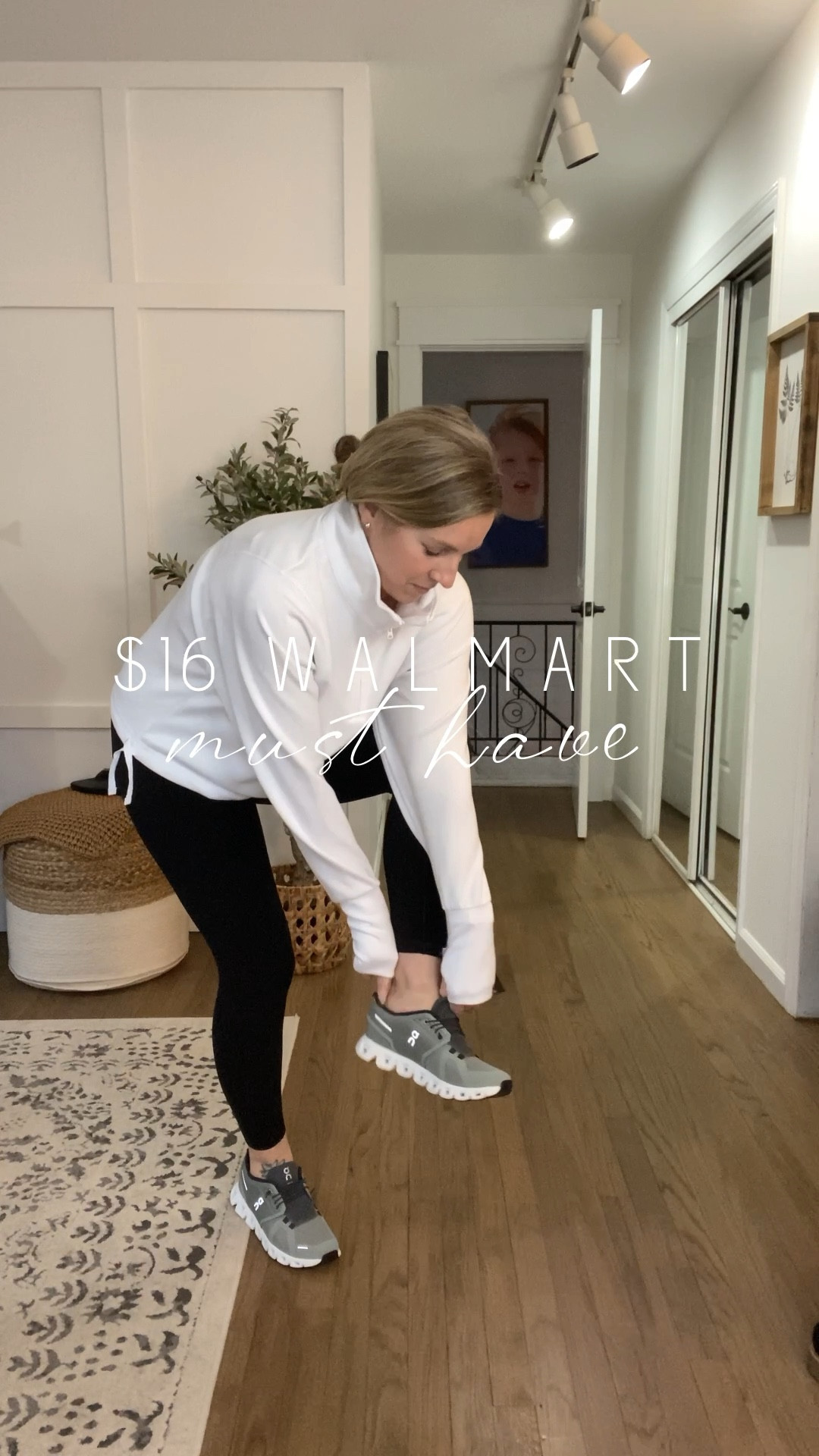 Athleisure outfit. Workout. Fit. On running shoes. Walmart pullover. Black leggings  

#LTKFind #LTKunder50 #LTKstyletip