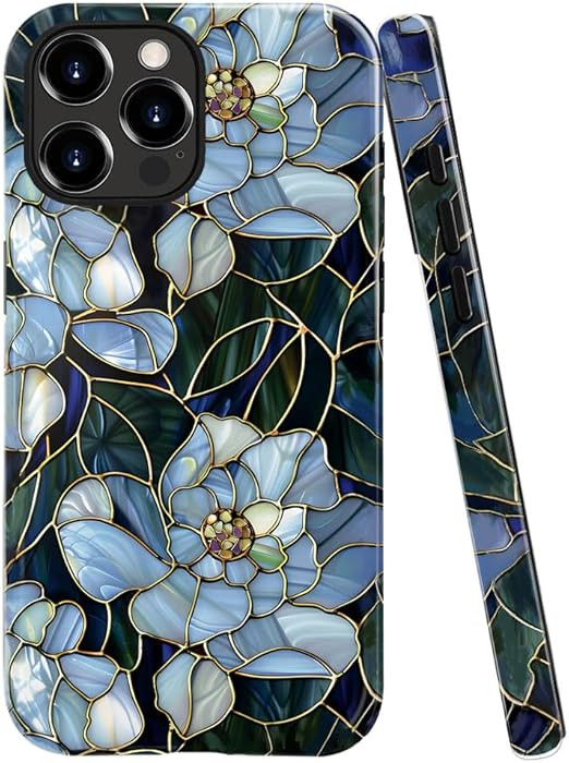 Case for iPhone 16 Pro Max - Slim Fit Anti-Scratch Phone Case for Girl Women - Stained Glass Blue... | Amazon (US)