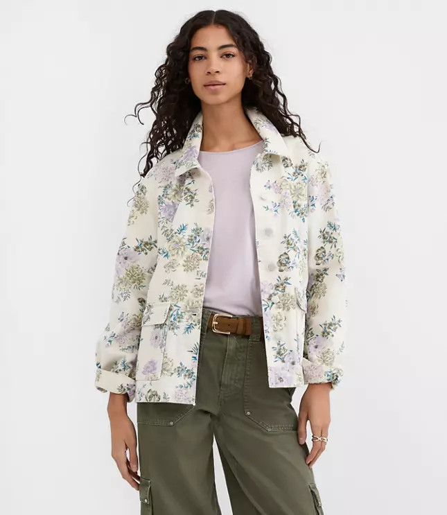 Floral Denim Chore Jacket | LOFT