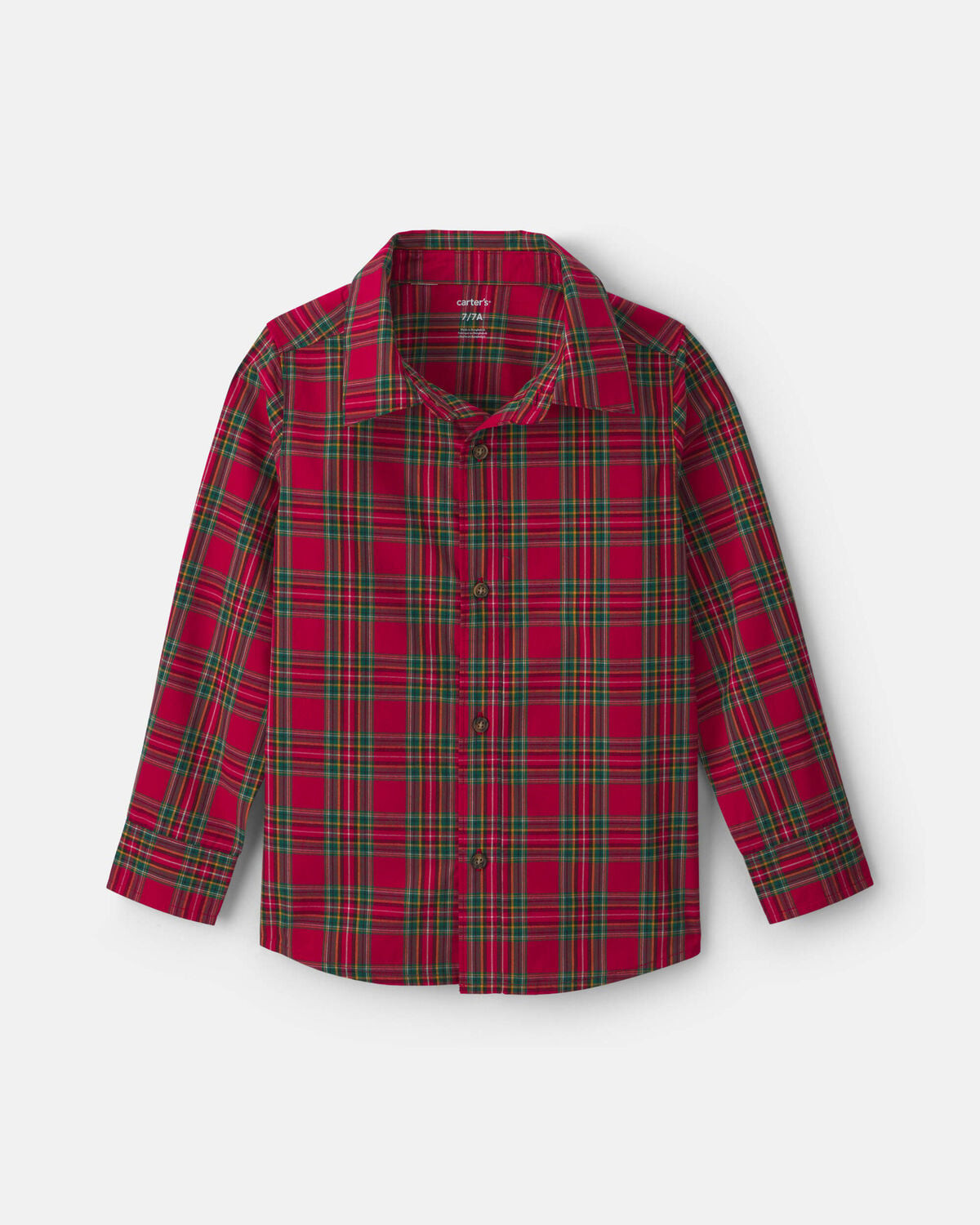 Boys Plaid Long-Sleeve Button-Down Shirt - Red/Green | Carter's Inc