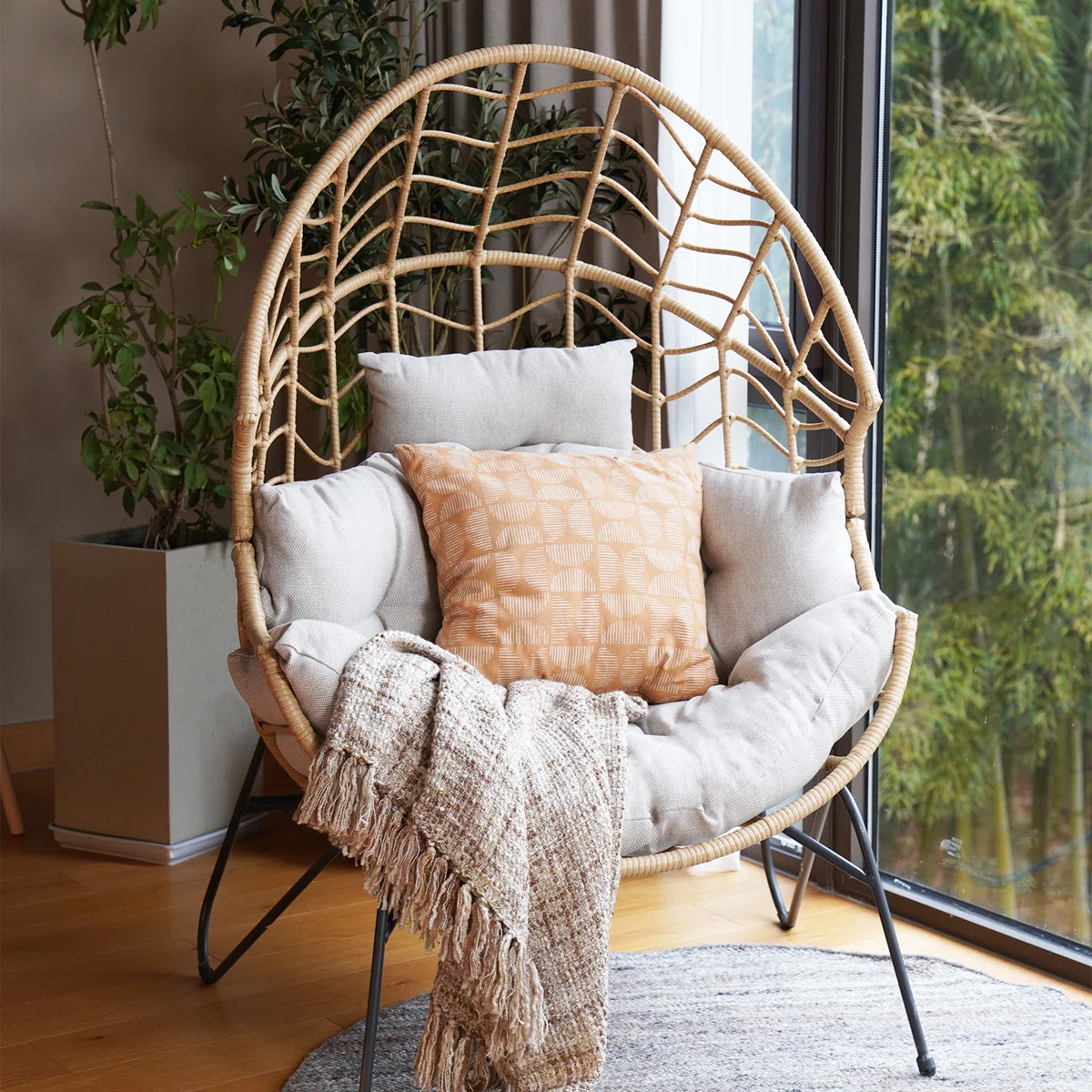 Alpharetta Steel Patio Wicker Chair with Cushions | Wayfair North America