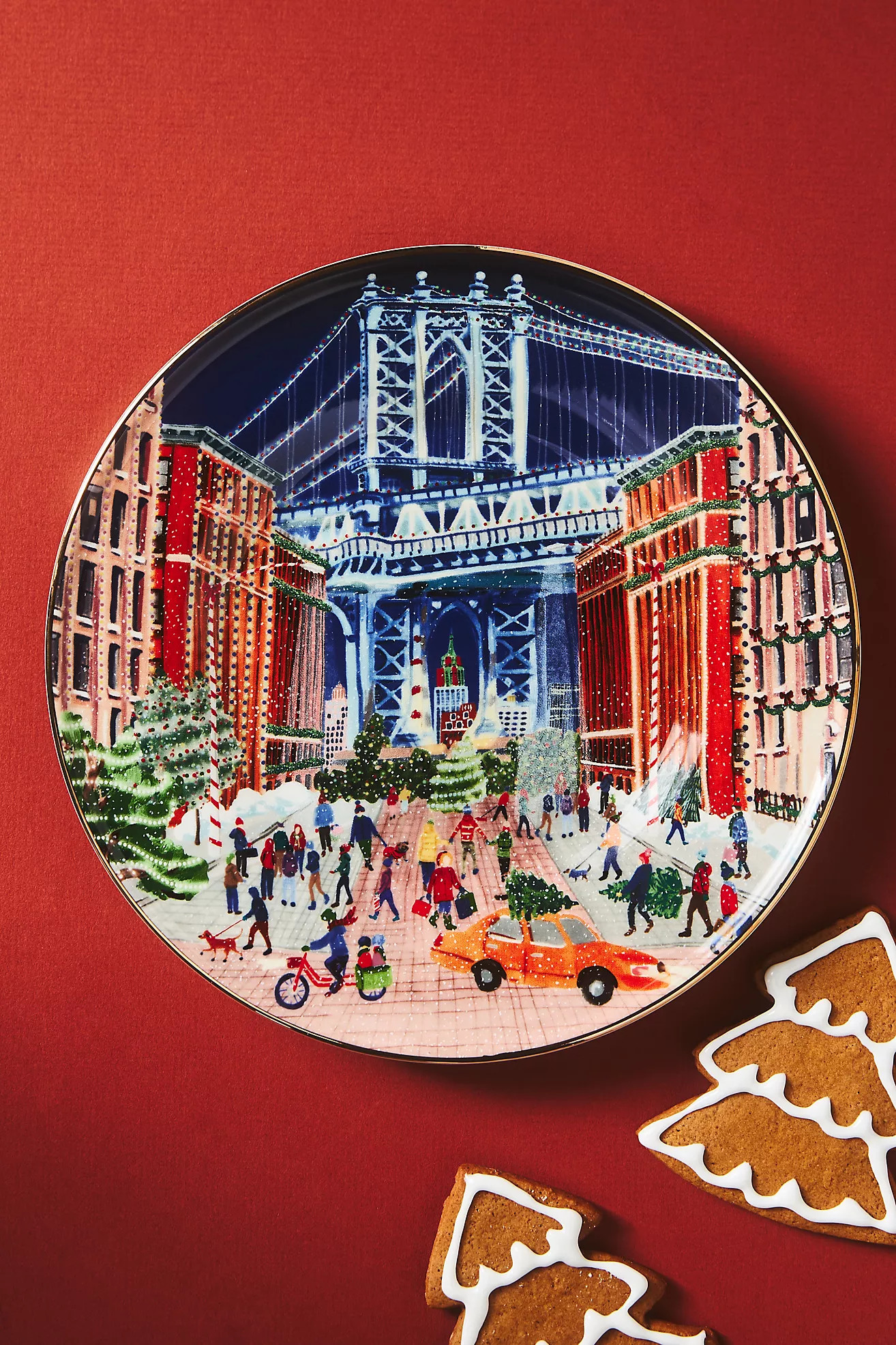Holiday in the City Stoneware Dessert Plate | Anthropologie (US)