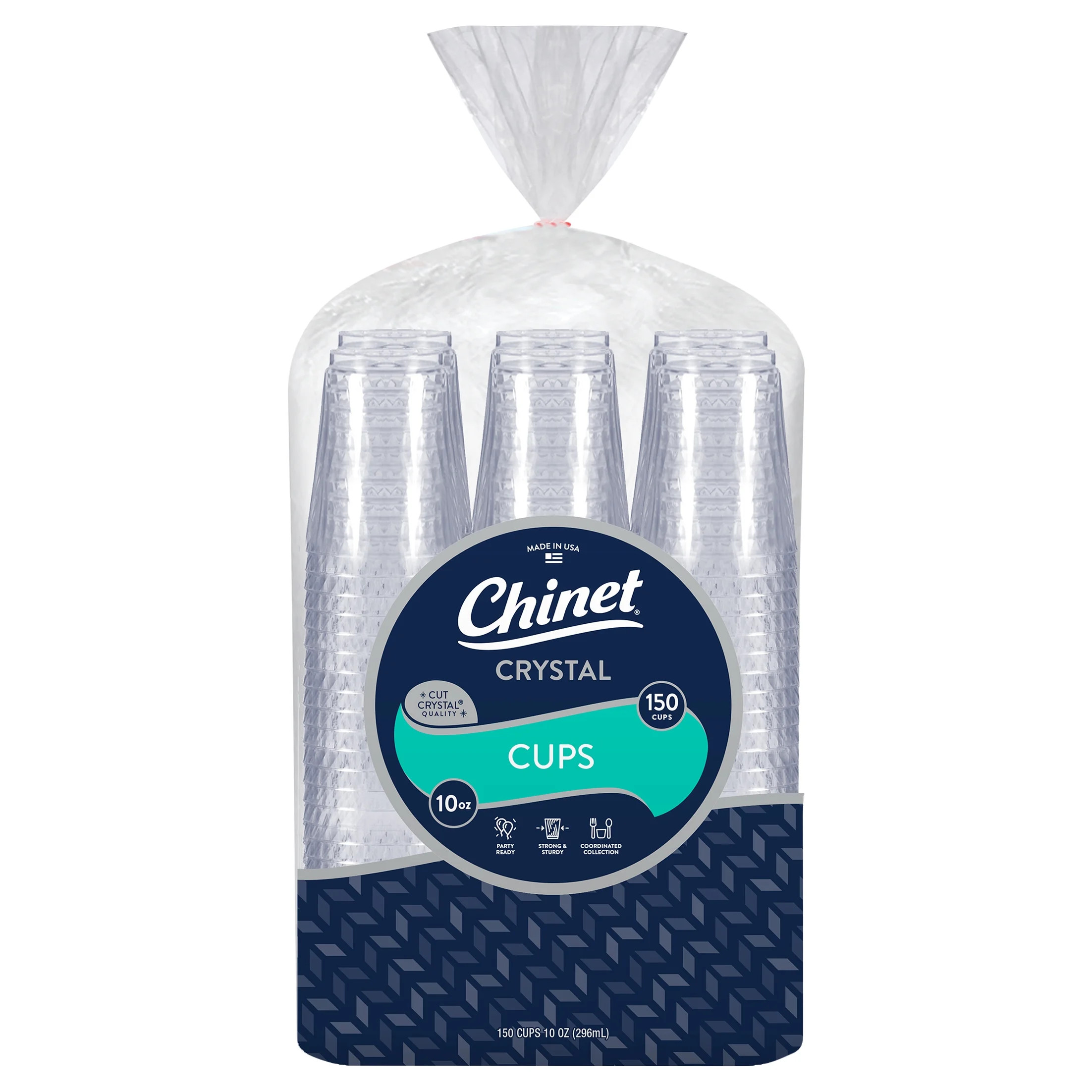Chinet Cut Crystal Plastic Cup Clear 10 oz 150-count | Walmart (US)