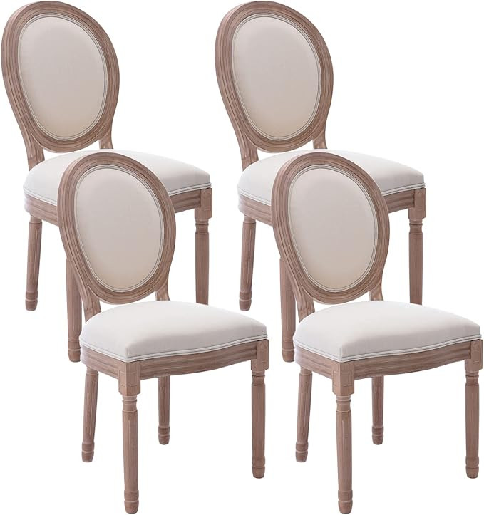 Virabit French Country Dining Chairs Set of 4, Vintage Louis Chairs with Curved Backrest and Beau... | Amazon (US)