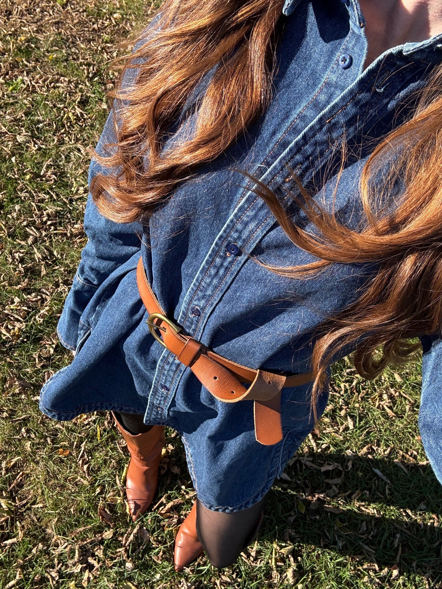 perfect fall outfit 🍂 #fallfashion #denimdress 

#LTKStyleTip #LTKSeasonal #LTKPetite