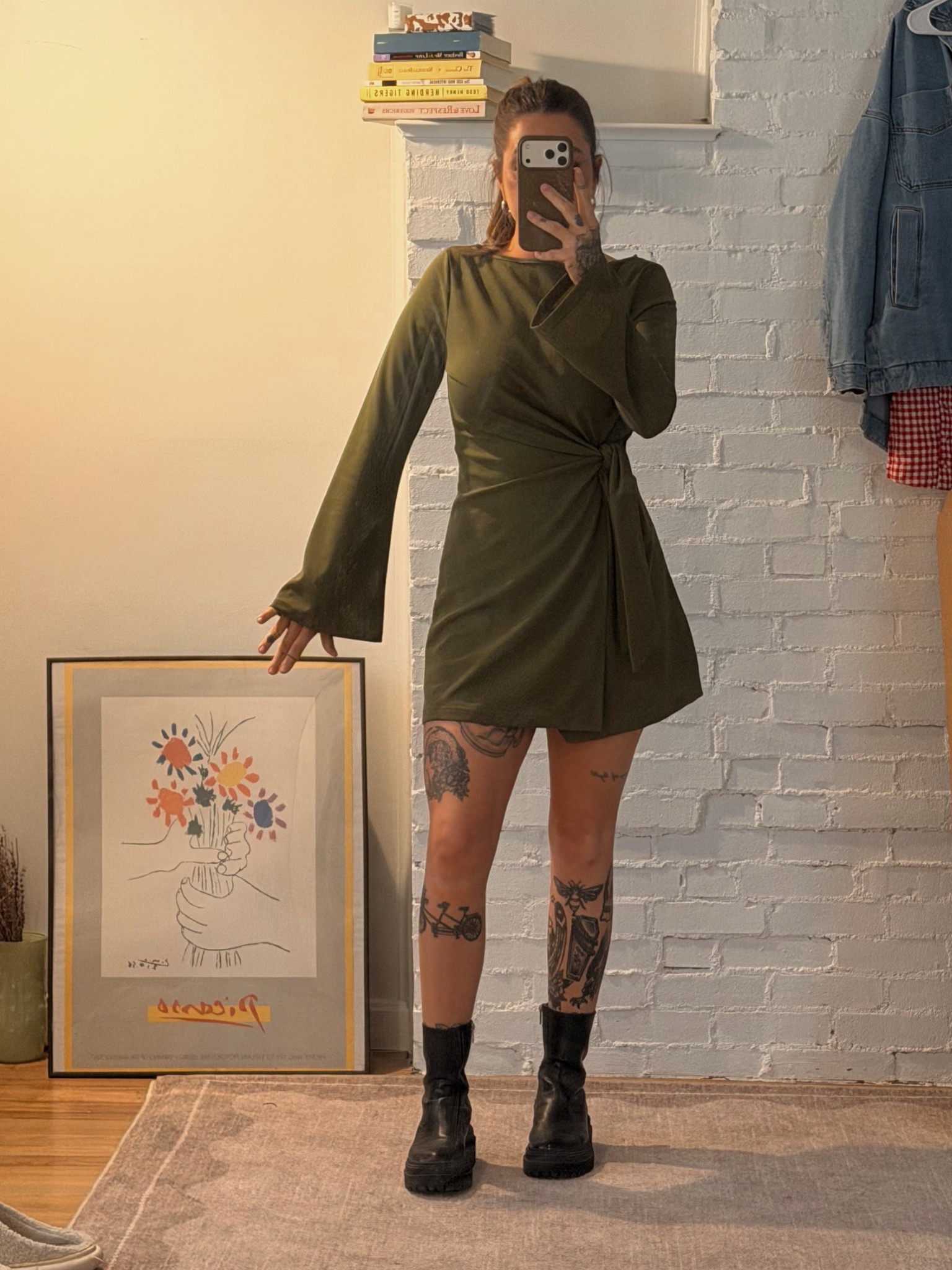 wearing a medium ◡̈ it’s 100% polyester but it’s pretty breathable and was very comfy! FYI: NOT NURSING FRIENDLY LOL - i had to go to the bathroom and take it off each time lol. but i love the side tie in a tighter dress - gives me a little more confidence!! boots are thrifted steve madden but linked similar! 

@CIDER 

#LTKgrwm #LTKmomlife #LTKootd