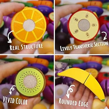 Airlab Wooden Play Food for Kids Kitchen Cutting Fruits Toys for Toddlers Pretend Vegetables Gift... | Amazon (US)