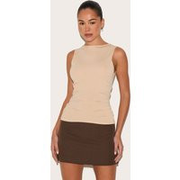 Light Beige Fine Knit High Neck Sleeveless Top, Light Beige | PrettyLittleThing UK