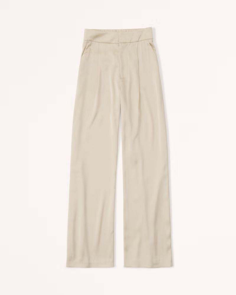 Satin Tailored Wide Leg Pants | Abercrombie & Fitch (US)