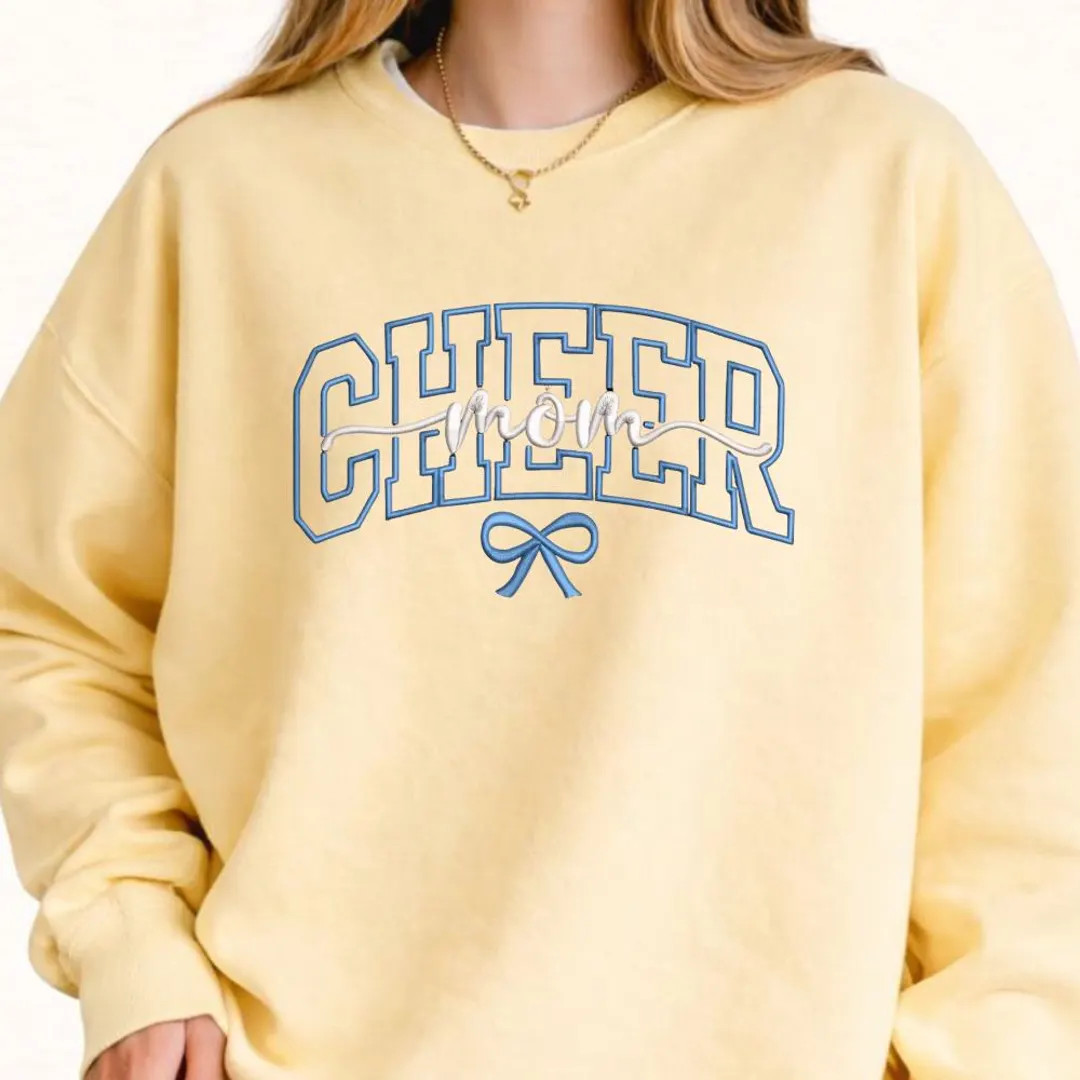 Cheer Mom Embroidered Sweatshirt, Blue Game Day Crewneck, Varsity Style Cheerleader Mom Pullover ... | Etsy (US)