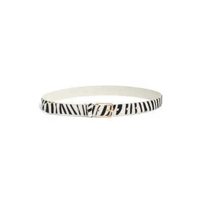 Nordstrom Yvette Genuine Calf Hair Belt in Black- Silver at Nordstrom, Size Small | Nordstrom