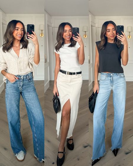 How to style @americaneagle denim for spring! Wearing size 2 long in jeans, size small in all tops and size 2 in denim skirt 🩵 #AEJeans #AEPartner 


Jeans
Spring outfit 
Casual outfit 
Denim skirt 
Cardigan 

#LTKfindsunder100 #LTKstyletip
